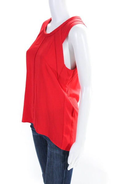 Hotel Particulier Womens Sleeveless Scoop Neck Boxy Crepe Top Red Size Small