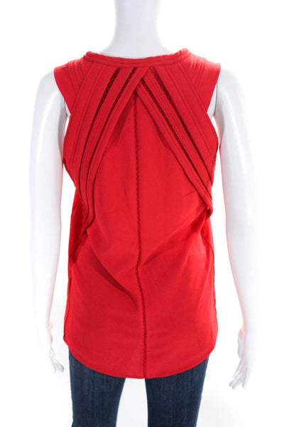 Hotel Particulier Womens Sleeveless Scoop Neck Boxy Crepe Top Red Size Small