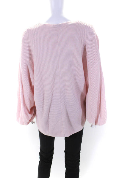 1. State Womens Tight Knit V Neck Long Sleeve Pullover Sweater Pink Size Large