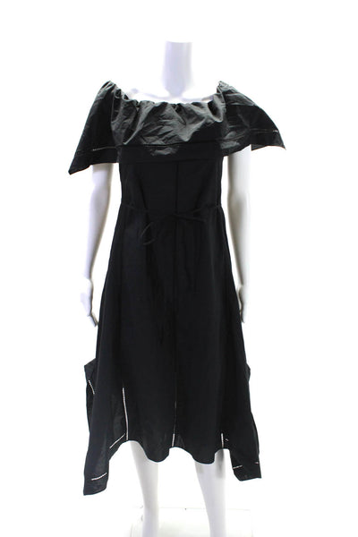 Theory Womens Sleeveless Waist Tie Long Dress Cotton Black Size P (8)