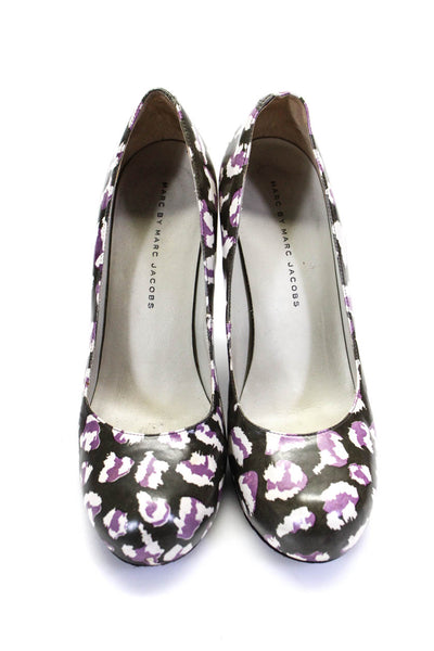 Marc By Marc Jacobs Womens Leather Spotted Print High Heels Pumps Green Size 8