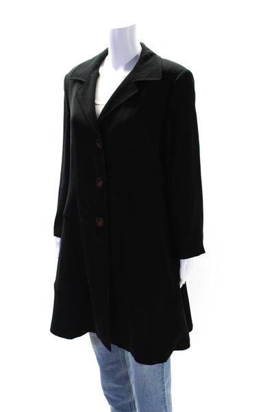Giorgio Armani Womens Woven Notched Collar Button Up Coat Jacket Black Size L
