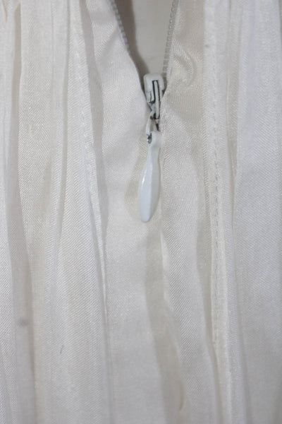 Oscar de la Renta Womens White Silk Halter Sleeveless Fit & Flare Dress Size 6
