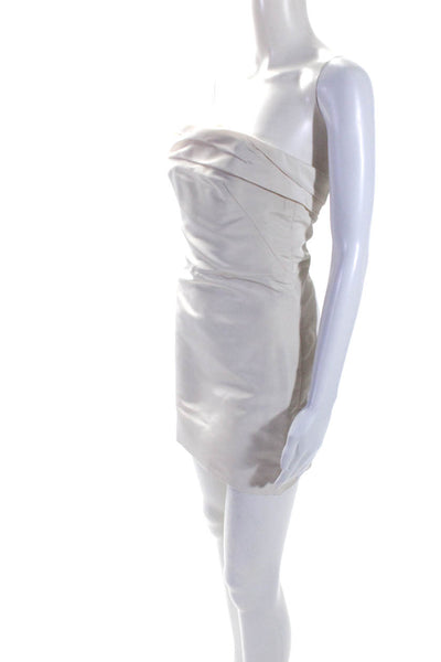 Reem Acra Womens White Silk Drape Detail Zip Back Strapless Mini Dress Size 2