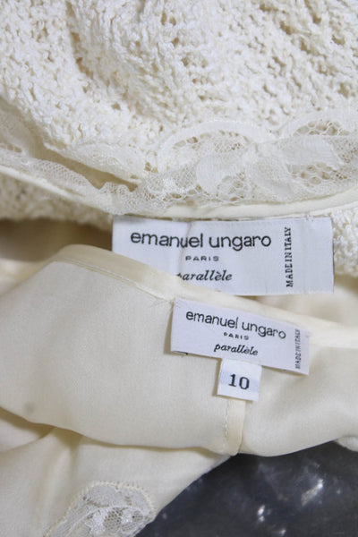 Emanuel Ungaro Womens Cream Lace Trim Camisole Tank Top 3 Piece Set Size 10