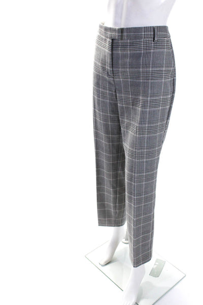 Reiss Womens Joanne Check Plaid Slim Leg Dress Pants Black White Size 10