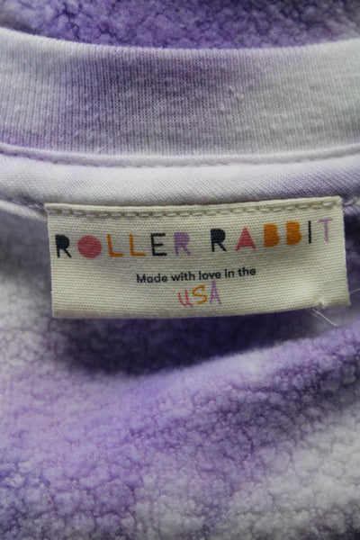 Roller Rabbit Womens Tie Dye Knit Heart Crew Neck Sweatshirt Top Purple Size S