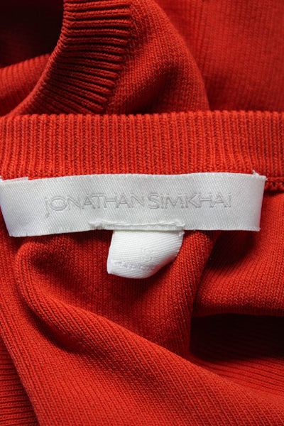 Jonathan Simkhai Womens Long Bell Sleeves Crew Neck Sweater Red Size Small