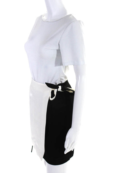 Kimberly Taylor Womens Knee Length Satin Wrap Skirt Black White Size Extra Small