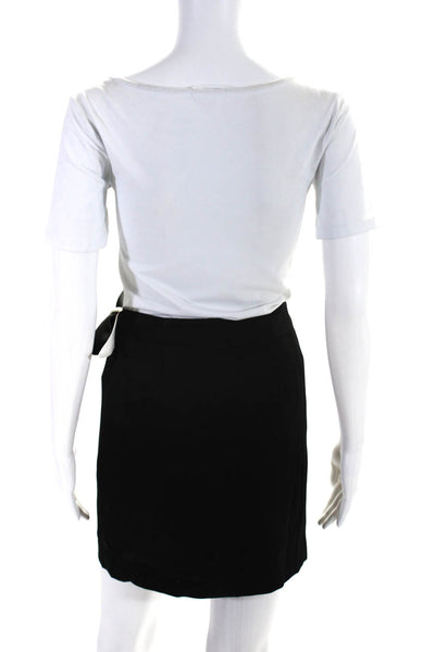 Kimberly Taylor Womens Knee Length Satin Wrap Skirt Black White Size Extra Small