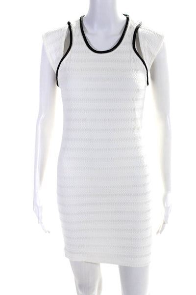 IRO Womens Sleeveless Cut Out Crew Neck Sheath Dress White Cotton Size FR 38