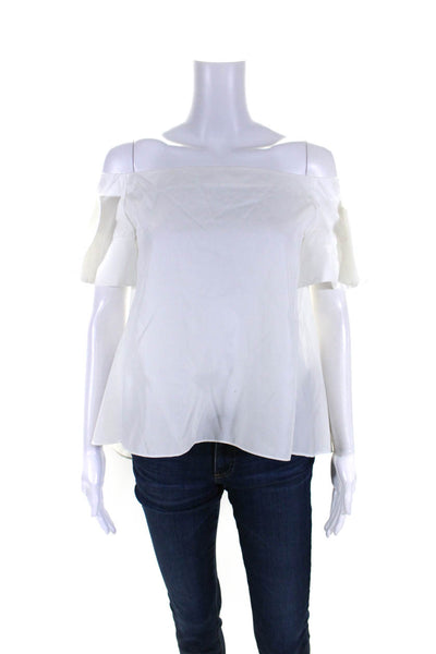 Goen J Womens Short Sleeve Off Shoulder Oversized Top White Cotton Size 4