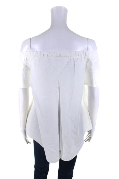 Goen J Womens Short Sleeve Off Shoulder Oversized Top White Cotton Size 4