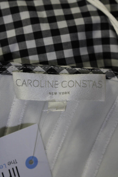 Caroline Constas Womens 3/4 Sleeve Sweetheart Gingham Top White Black Size Small