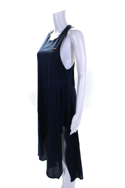 Stella McCartney Womens Scoop Neck Cover Up Long Dress Navy Blue Cotton Small