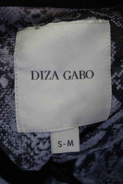 Diza Gabo Womens Button Front 3/4 Sleeve Snakeskin Print Dress Gray Size S/M