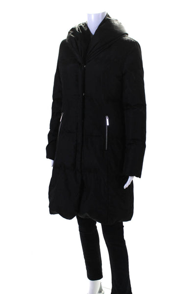 Michael Michael Kors Womens Black Full Zip Hooded Long Sleeve Coat Size S