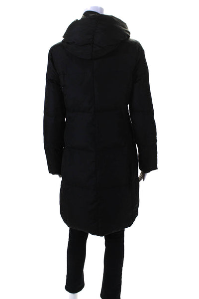 Michael Michael Kors Womens Black Full Zip Hooded Long Sleeve Coat Size S