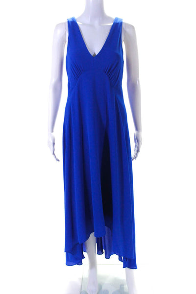 Nicole Miller Womens Blue V-Neck Sleeveless Hi-Low A-Line Dress Size 6