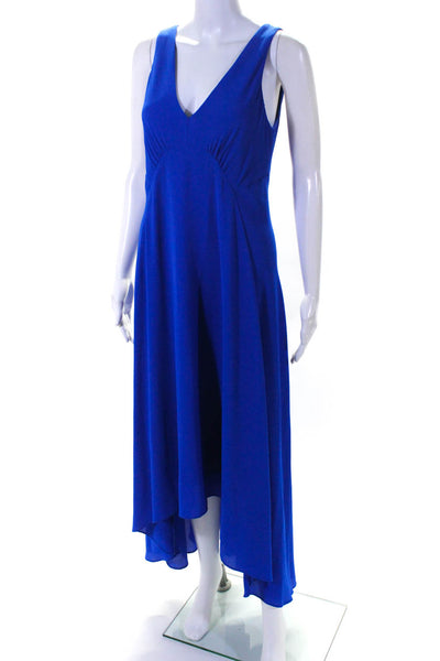 Nicole Miller Womens Blue V-Neck Sleeveless Hi-Low A-Line Dress Size 6