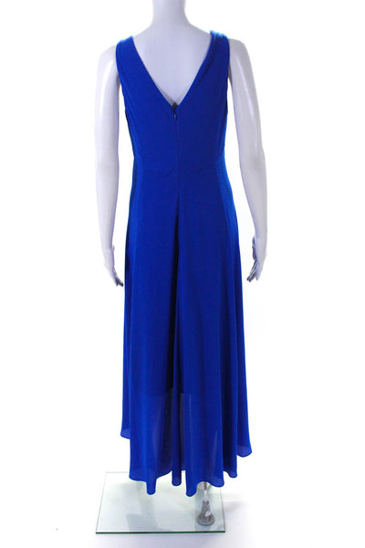 Nicole Miller Womens Blue V-Neck Sleeveless Hi-Low A-Line Dress Size 6