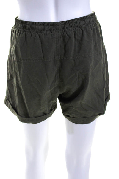 Pharaoh Womens Drawstring Waist Shorts Green Cotton Size 2