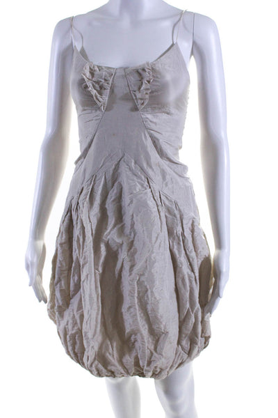 Nicole Miller Collection Womens Spaghetti Strap A Line Bubble Dress Beige Size 2