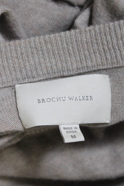 Brochu Walker Womens Animal Print Trim Sweater Beige Wool Size Medium