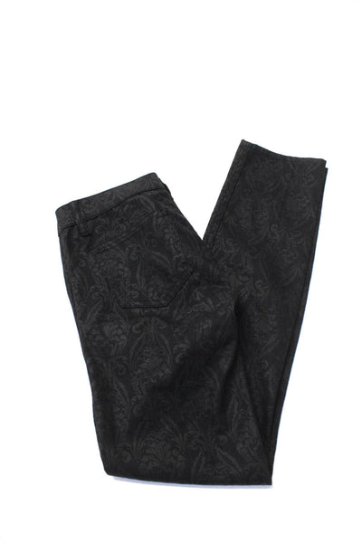 Tory Burch Womens Abstract Printed Mid Rise Skinny Jeans Pants Black Size 24