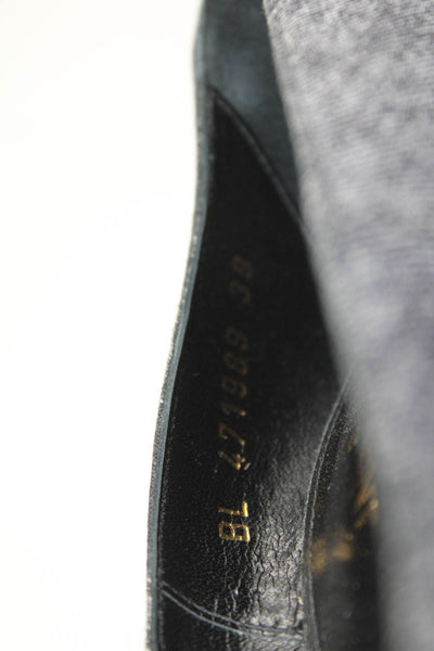 Saint Laurent Womens Slip On Stiletto Pointed Toe Canvas Pumps Gray Size 39