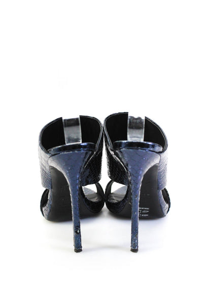 Giuseppe Zanotti Design Womens Stiletto Metallic Snake Print Sandals Navy 38.5