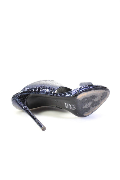 Giuseppe Zanotti Design Womens Stiletto Metallic Snake Print Sandals Navy 38.5