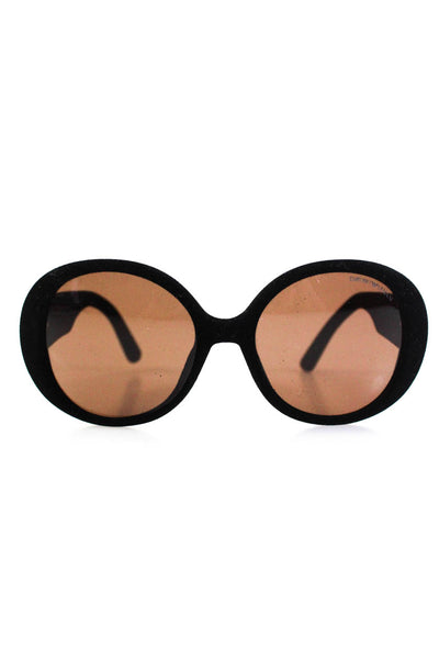 Emporio Armani Womens EA 9067/S Round Felt Flock Sunglasses Black