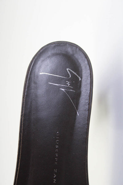 Giuseppe Zanotti Design Womens Block Heel Studded Slide Sandals Black Suede 38.5