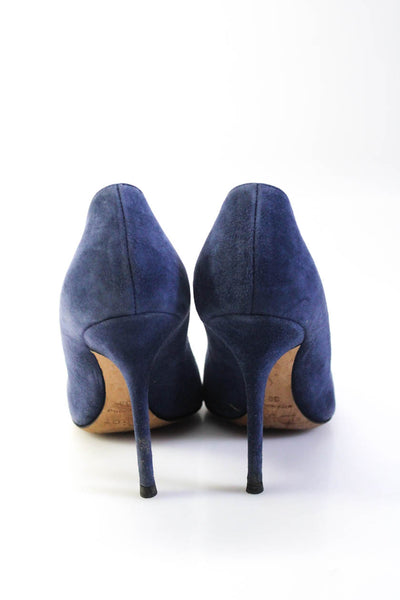 Christian Dior Womens Slip On Stiletto Pointed Toe Pumps Navy Blue Suede Size 39