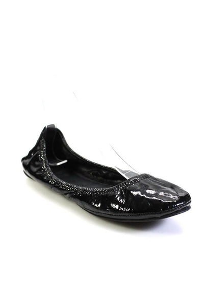Tory Burch Womens Round Toe Patent Leather Ballet Flats Black Size 7