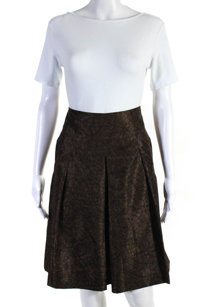 Piazza Sempione Womens Brown Printed Pleated Knee Length A-Line Skirt Size 46