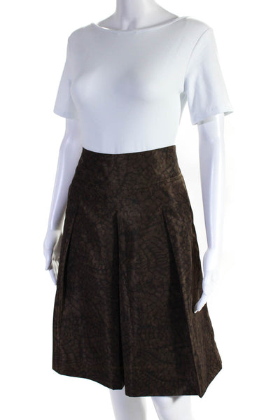 Piazza Sempione Womens Brown Printed Pleated Knee Length A-Line Skirt Size 46