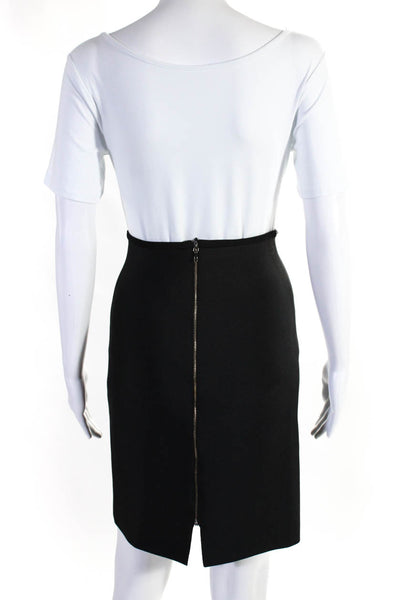 Roland Mouret Womens Black Zip Back Knee Length Pencil Skirt Size 10