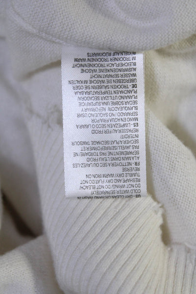 Minnie Rose Womens White Cotton Distress Crew Neck Pullover Sweater Top Size M