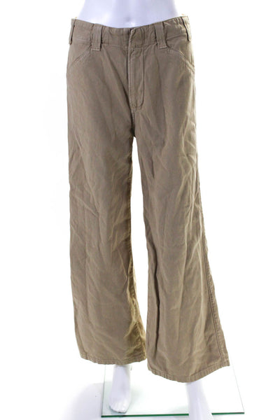 Citizens of Humanity Womens Zipper Fly High Rise Wide Pants Brown Cotton Size 25