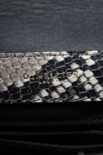 DeMellier Womens Leather Snakeskin Print Crossbody Shoulder Handbag Gray