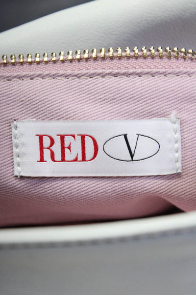 RED Valentino Womens Leather Scallop Crossbody Shoulder Handbag White Navy Blue