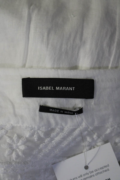 Isabel Marant Womens Spaghetti Strap Embroidered Romper White Cotton Size FR 36