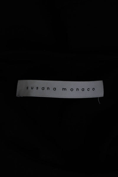 Susana Monaco Womens Long Sleeves Pleated Peplum Blouse Black Size Extra Small