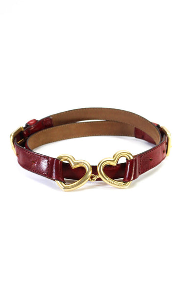 Moschino Womens Red Genuine Leather Gold Tone Heart Hook Buckle Size 44