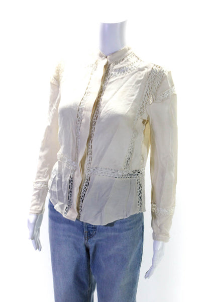 IRO Womens Silk Button Down Long Sleeves Yumi Blouse Off White Size EUR 38