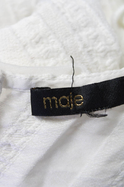 Maje Womens Button Shoulders Long Sleeves Blouse White Cotton Size Small