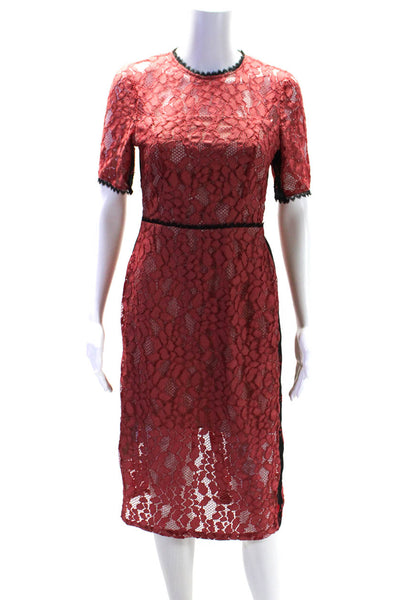 Alexis Womens Lace Floral Embroidered Open Back Dress Red Black Size Small