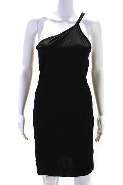 Gianfranco Ferre Womens Jersey Knit One Shoulder Mini Sheath Dress Black Size 42